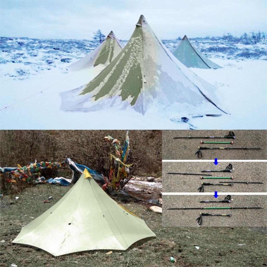 Cheap Goat Tents Ultralight Camping Tent 3 4 Person Outdoor 40D Nylon Silicone Coated Rodless Pyramid Large Tent Breathable 3 4 Season Inner Tent Tents 